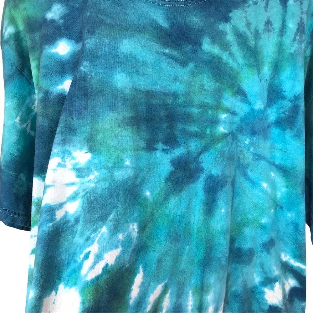 Vintage Upcycle Feeling Blue Tie Dye Short Sleeve Crewneck Unisex Shirt XL Blue - Picture 5 of 7